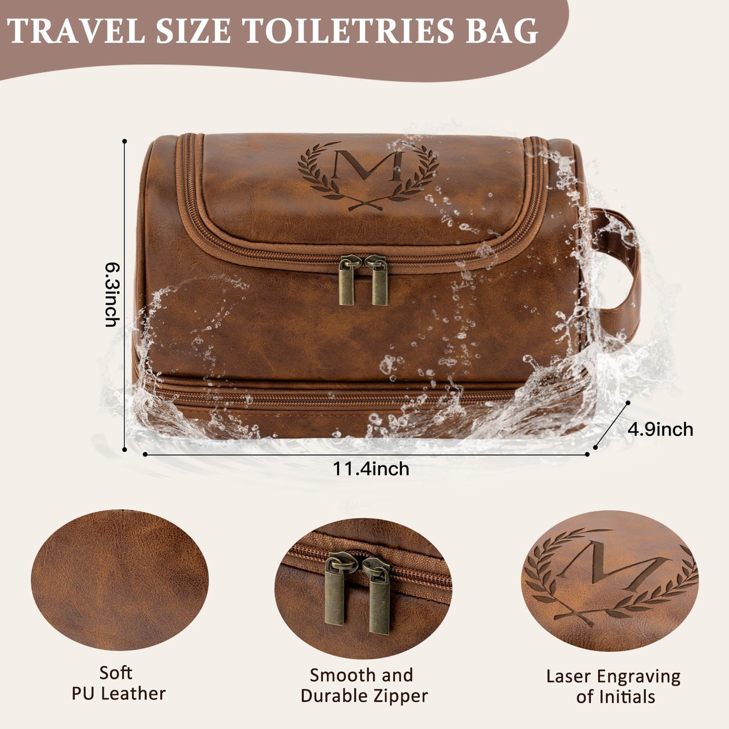 Aganmi Personalized Husband Birthday Gift from Wife Travel Toiletry Bag for Men Him, Cool Valentines Thanksgiving Christmas Anniversary Birthday Gifts for Husband Boyfriend Partner, Light Brown C