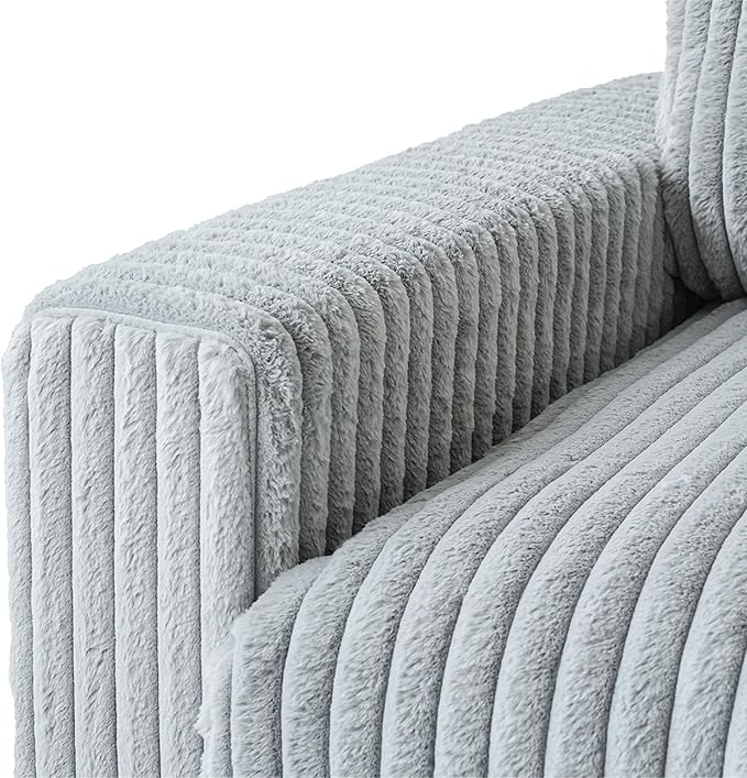 Modular Sectional Sofa/ 78inch Cloud Couches for Living Room/Soft Faux Rabbit Fur Love Seat,2 Seater Wide Convertible Sofa,Covers Washable&Replaceable,Grey