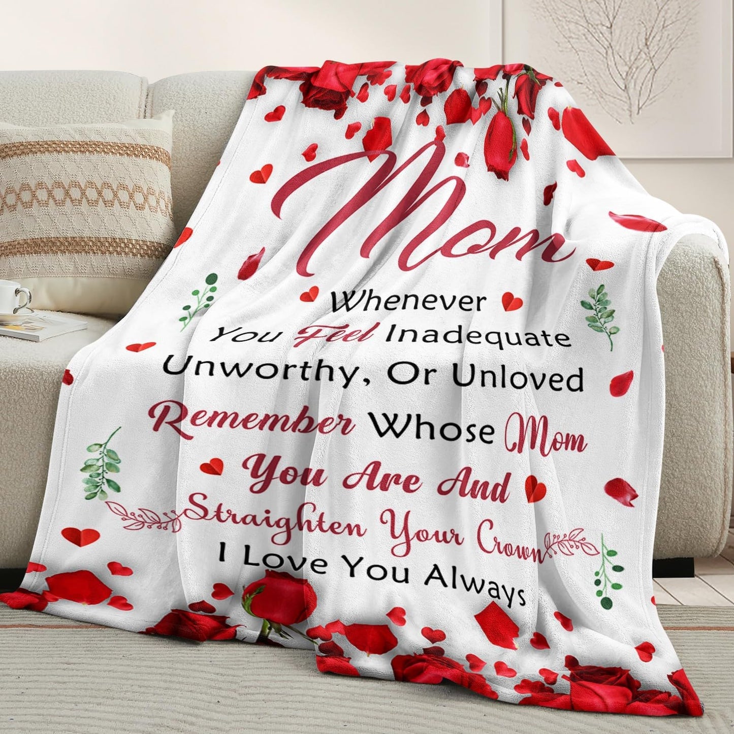 Lavua Gifts for Mom from Daughter Son - I Love You Mom Blanket - Presents for Best Moms - Mother Birthday Gift - Christmas Valentines Mothers Day Birthday Gifts for Moms - to My Mom's Blanket 50"x60"