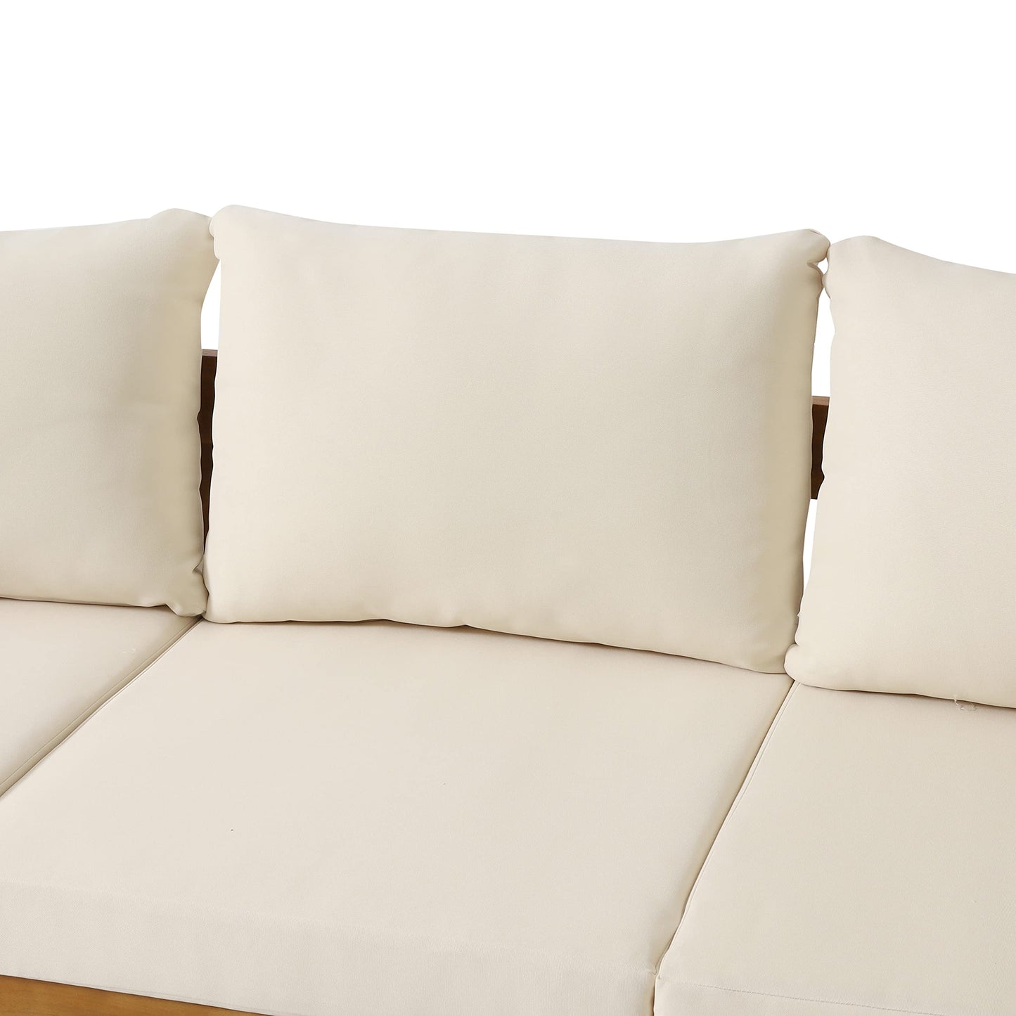 Merax 5pcs Outdoor Acacia Wood Conversation Set with 2 Chais,Loveseat,3-Seater Sofa and Coffe Table,with Cushions for Patio,Garden