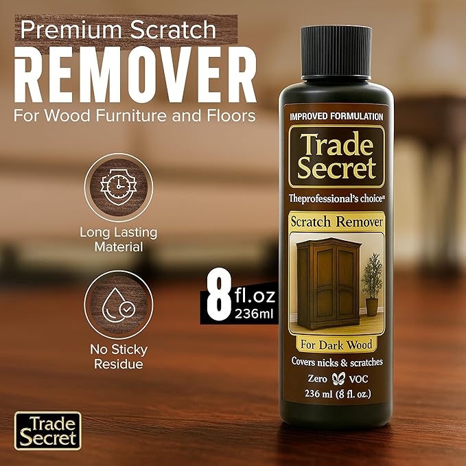 Trade Secret Scratch Concealer for Real Wood Furniture & Floors – Restores Dark Wood Scratch, Covers Nicks, Scuffs & Dogs, Cats Scratches, Marks, Minor Defects