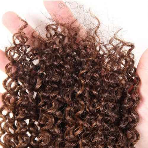 Condescension Human Hair Bundles 20 22 24 Inch Chocolate Brown Highlight P4/30 Jerry Curly Bundles Human Hair Unprocessed Brazilian Virgin Quick Weave Hair for Black Women