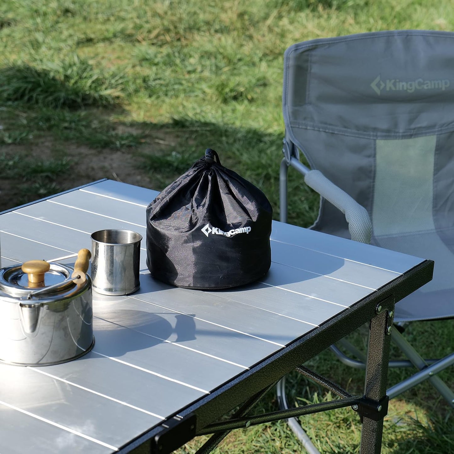 KingCamp Camping Table Folding Portable Table Aluminum Roll Up Lightweight Foldable Large Camp Table for Indoor Outdoor Picnic Backyard, 53.5"X27.5"