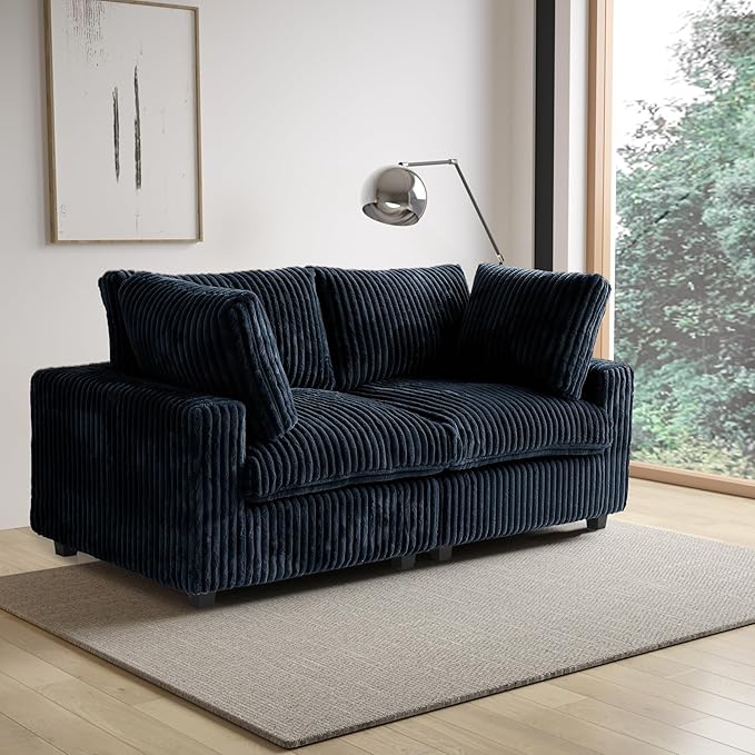WJShome Cloud Modular Sectional Sofa,78" Plush Sofas for Living Room,Love Sofa Couch,2 Seater Comfy Couch Deep Seat Couches, Covers Washable&Replaceable (Black)