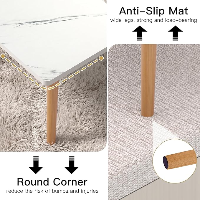 Small Coffee Table for Small Space, Low Table, Floor Table Desk for Sitting on The Floor, Storage Living Room Furniture, Tatami Tea Tables with Solid Wood Legs, Home Office, Farmhouse, Rectangle White