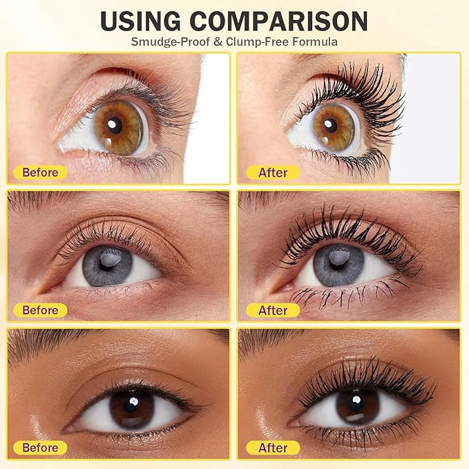 Bubble Mascara,Smudge-Proof,Clump-Proof, Waterproof Formula Creates Thick, Well-Defined Lashes and Enhances The Natural Look, Can be Layered to Boost Curl (2Pcs)