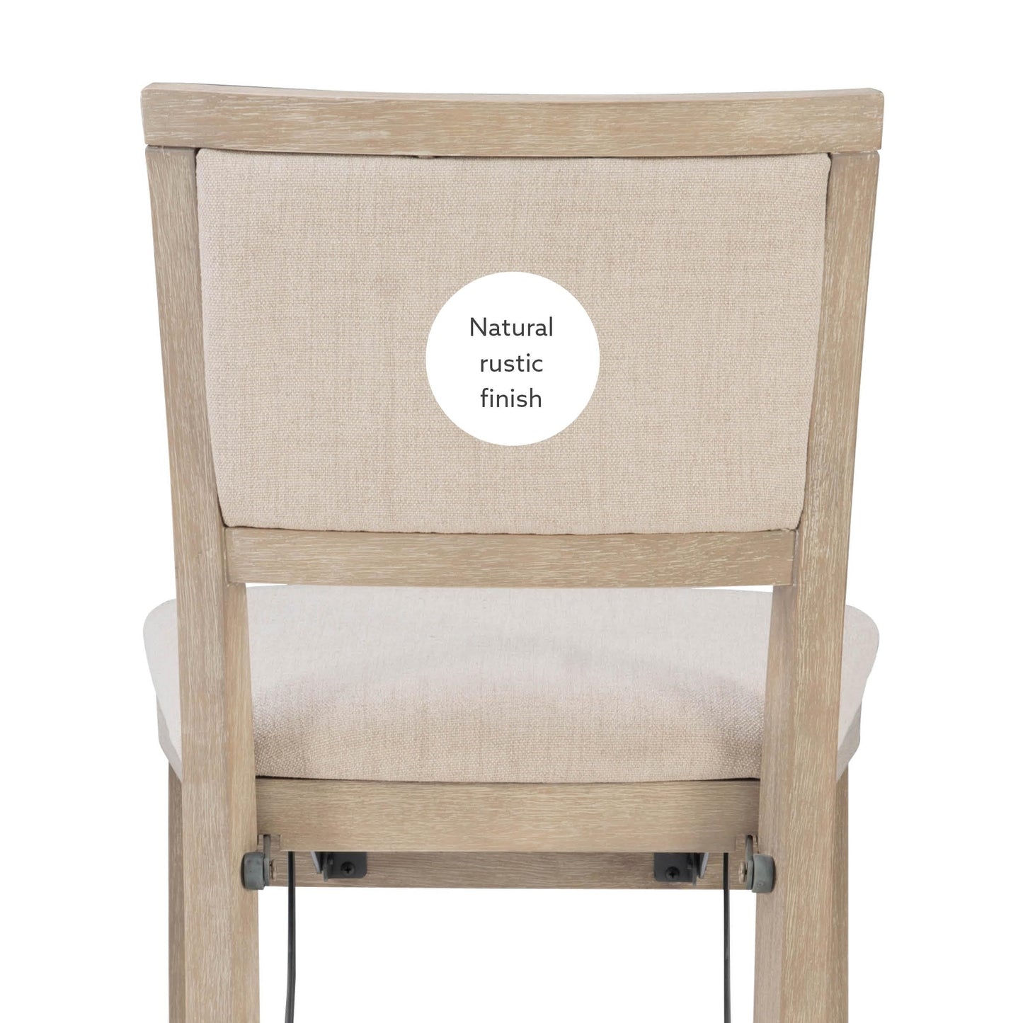 Linon Keira Natural Rustic Wooden Folding Counter Stool with Beige Upholstered Seat and Back