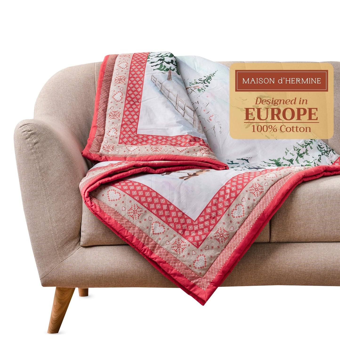 Maison d' Hermine Throw Blanket for Couch Lightweight Soft Warm Breathable Cotton Throw Blankets for Bed Girls Boys Women Men Gifts Sofa Travel Living Room Chair Bedding (50"x60", Bonobo)