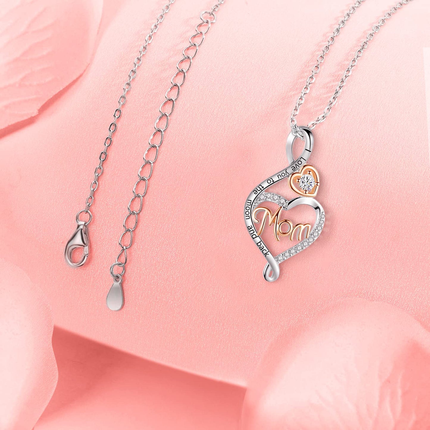 BFF&UNICORN Gifts for Mom, Silver Heart Infinity Necklaces for Women Wife,Birthday Mothers Day Jewelry Gifts for Mom from Daughter Son