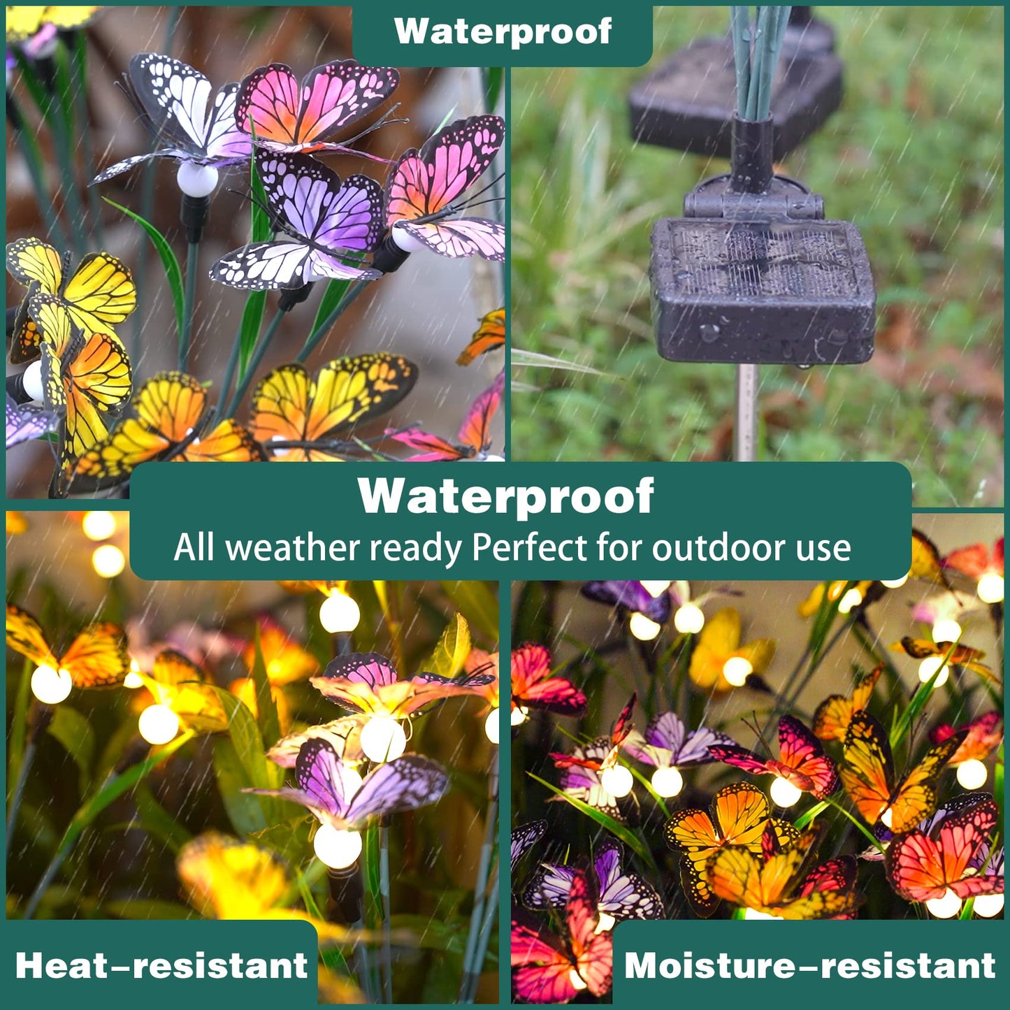 TONULAX Solar Garden Lights - Swaying Butterfly Light, Swaying in The Wind, Solar Outdoor Lights, Yard Patio Pathway Decoration, High Flexibility Iron Wire & Realistic Butterflies (6 Pack)