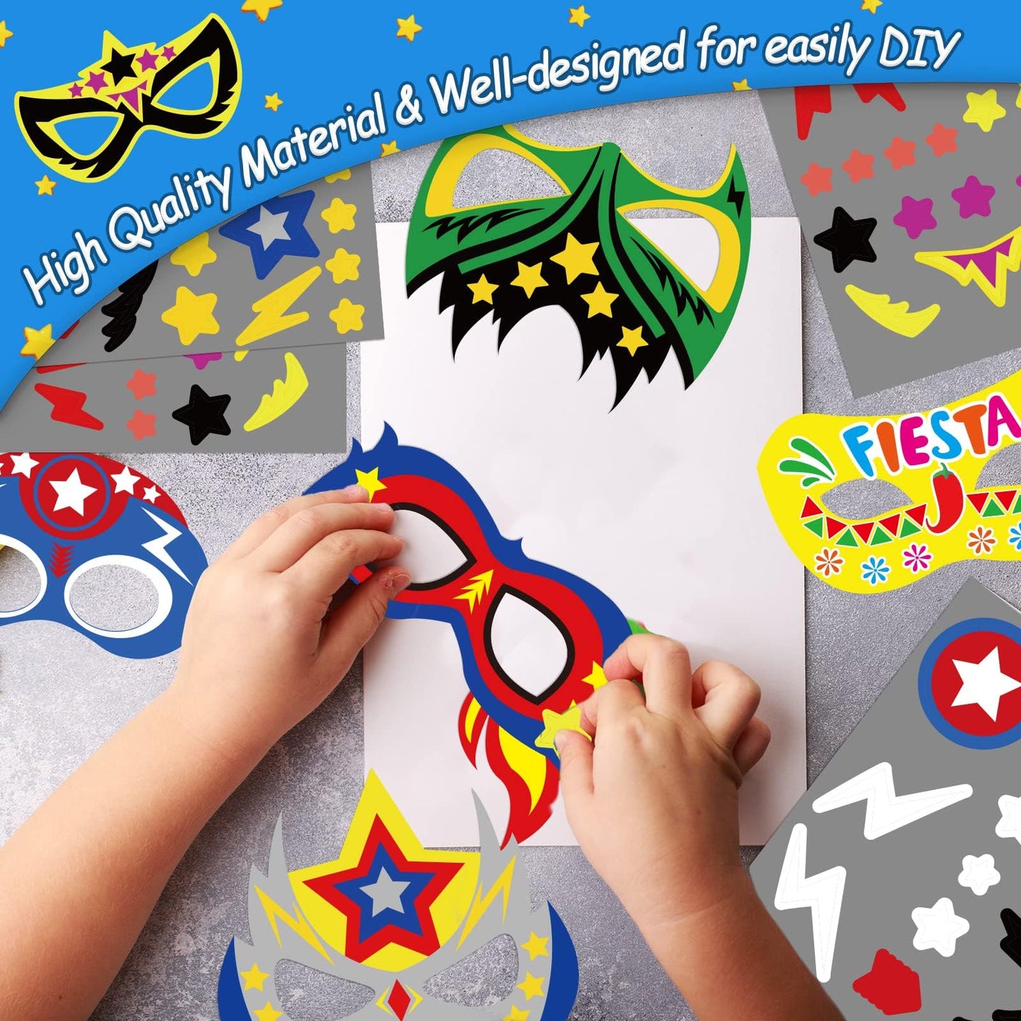chiazllta 24 Packs Mask Your Own Super Theme Hero Masks Hero Craft Kits DIY Paper Masks Art Craft for Home Classroom Game Activities Party Favors