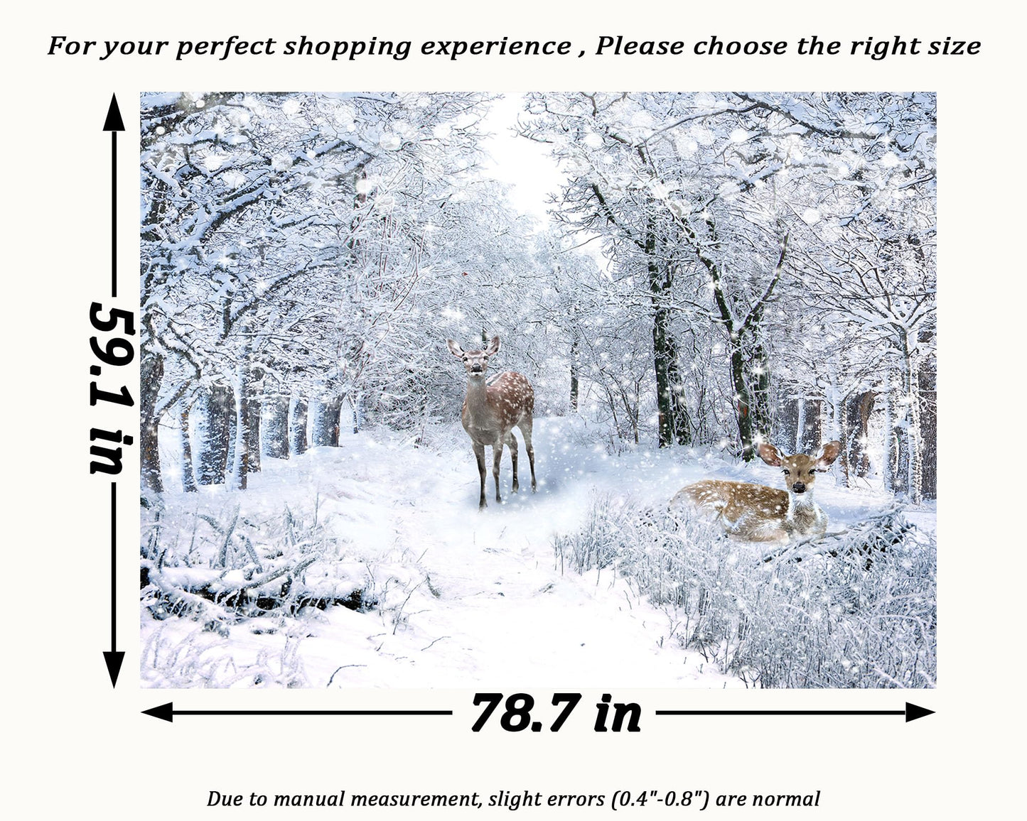 QGHOT Winter Tapestry Wall Hanging, Snow Scene Backdrop Winter Wonderland Wall Decor Snowy Forest Wall Art Nature Woodland Deer Tapestry for Bedroom Room Dorm Party Decoration, Large