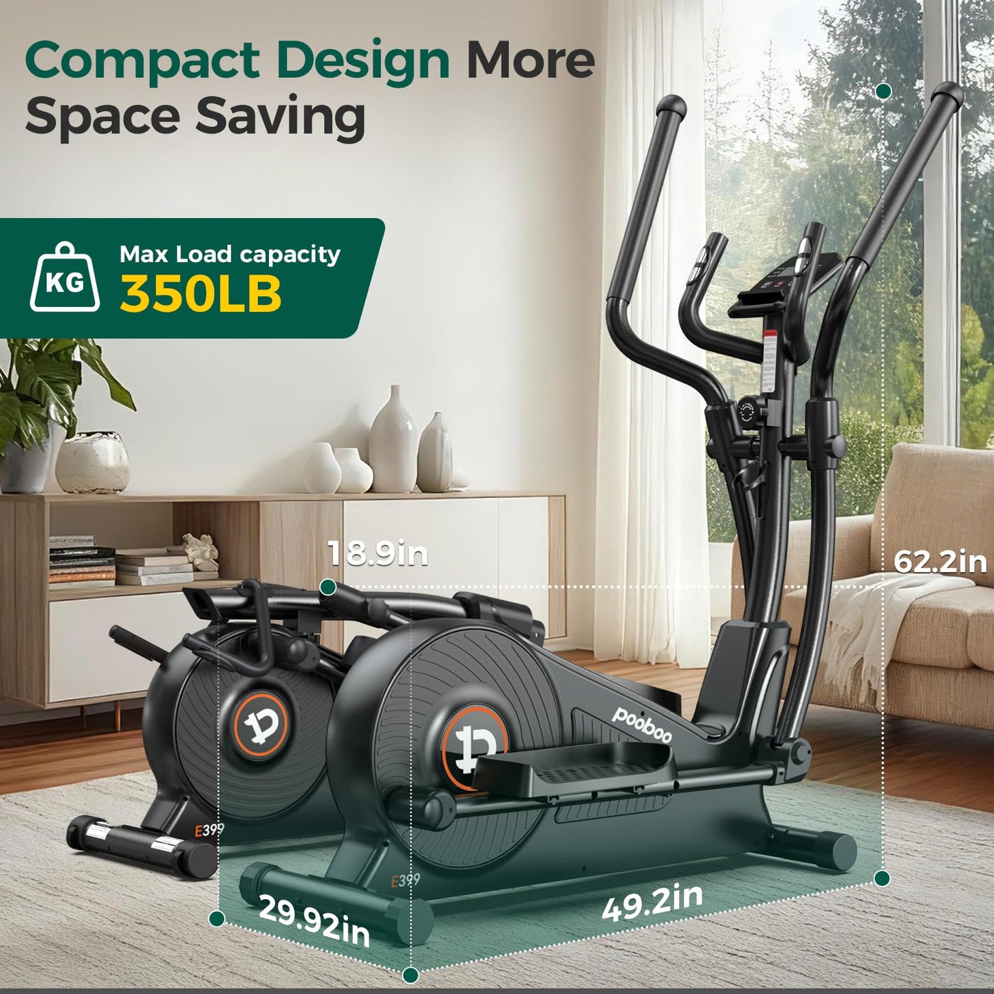 pooboo Elliptical Machine, Elliptical Exercise Machine with 16-Level Resistance&Quiet Magnetic Driving System