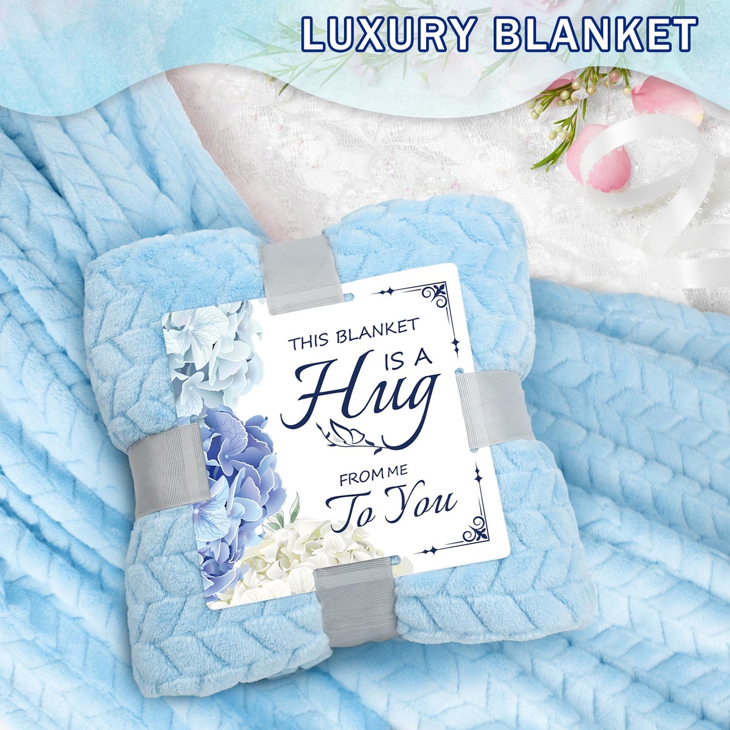 ElatedMore Birthday Gifts for Women Friendship Self Care Package Gifts for Women Get Well Soon Gift Baskets Relaxing Blanket Gifts Box for Sister Mom Wife Friend Her Fantasy Box (Blue)