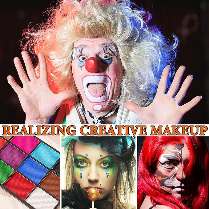 18 Colors Bruise Wheel for Special Effects,Halloween Face Body Paint SFX Makeup,Light Green Witch Zombie Gamora Face Body Paint Oil Based Cosplay Theatrical Halloween Makeup Kit