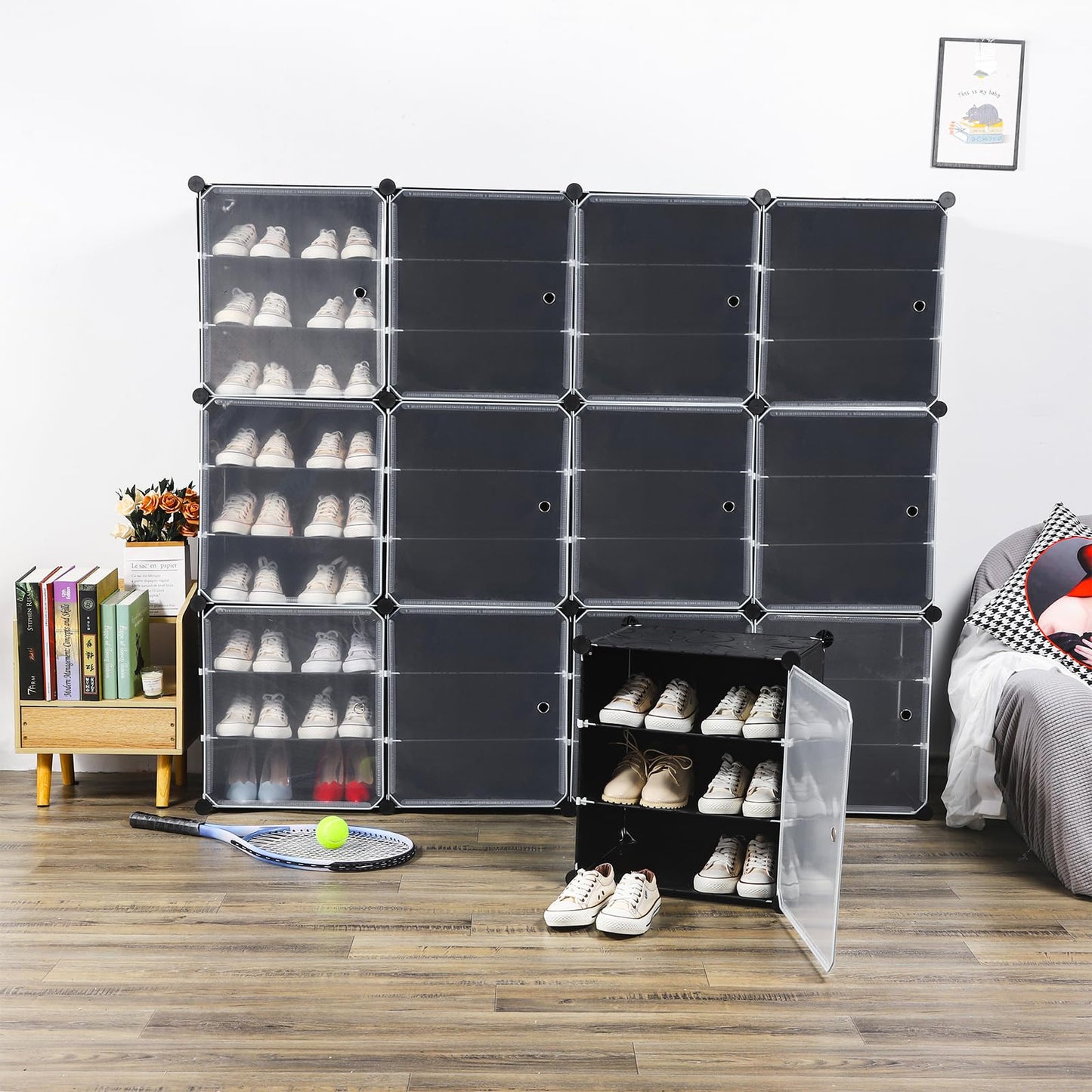 Shoe Rack Organizer,72 Pair Shoe Shelf Rack Organizer Stackable Clear Shoe Boxes Stackable Clear Shoe Boxes Adjustable Box Shelve Space Saver Shoe Rack for Entryway Bedroom (9 Tier 72 Pairs)