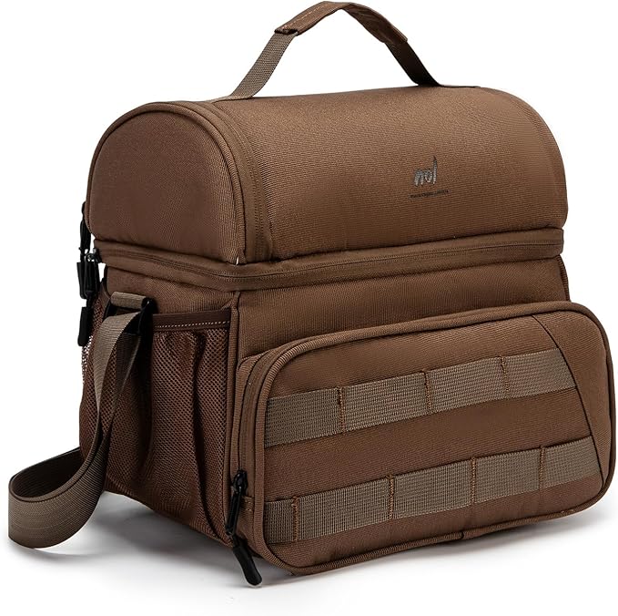 NOL Natural Organic Lifestyle Two Compartment Lunch Cooler Bag for Men, Men's Insulated Lunch Bag, Leakproof Double Decker...