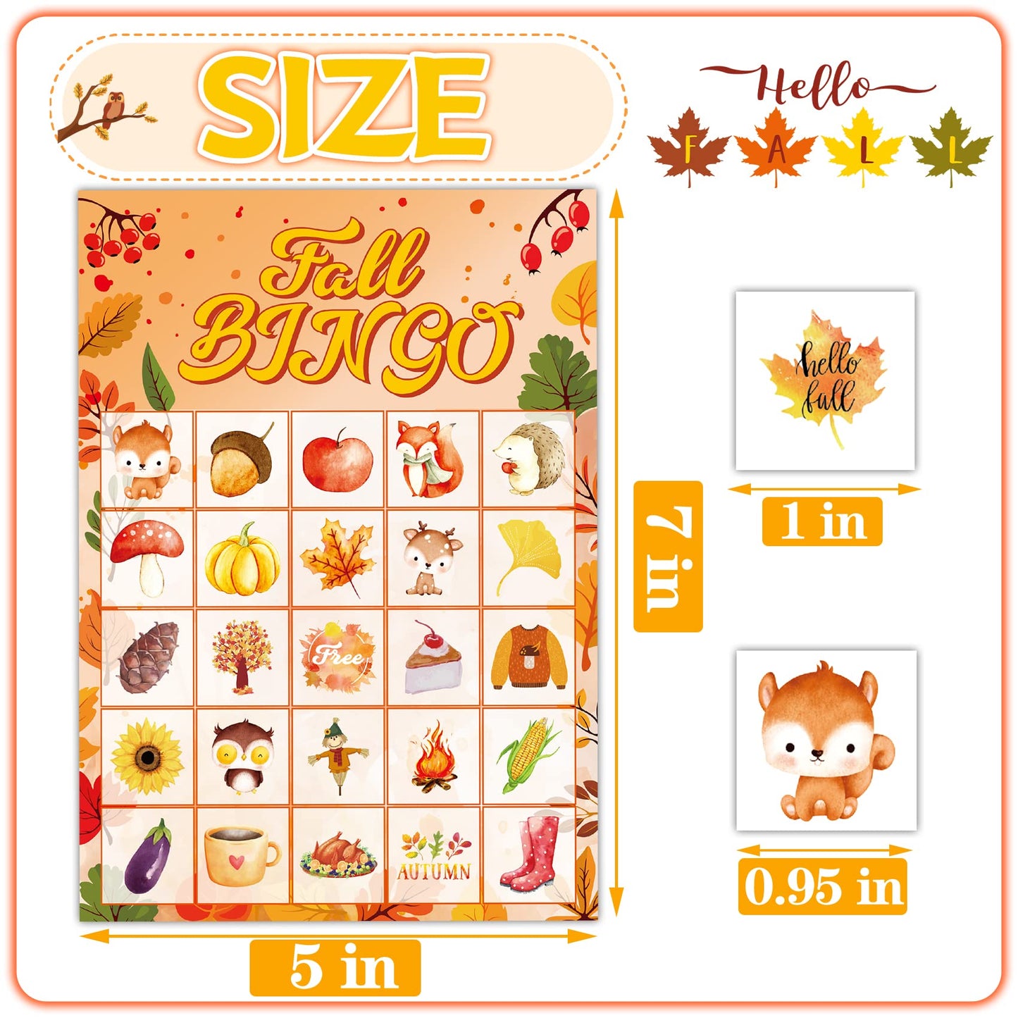 Joy Bang Fall Festival Games, Fall Bingo Cards for 24 Players Harvest Game Fall Crafts for Kids Adults Autumn Thanksgiving Party Favors Supplies Activities for Kids Family Classroom