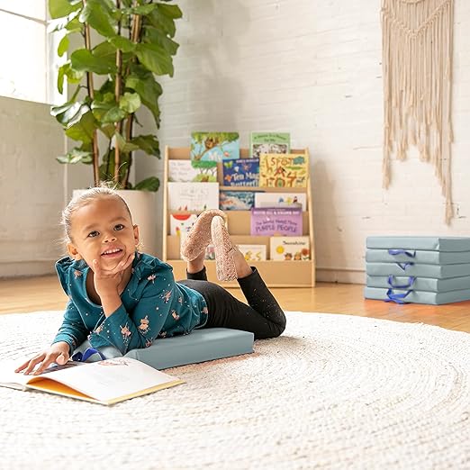 ECR4Kids SoftZone Floor Cushions, Square, Flexible Seating, Grey, 6-Piece