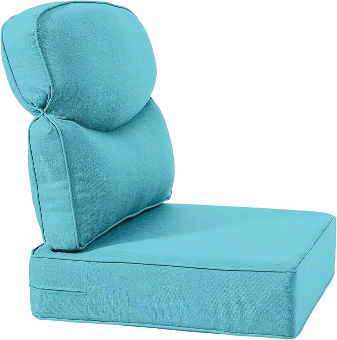 ACTREST Luxury 24x24x6 Inch Smile Patio Dining Chair Cushions Set of 4 - Heavy Duty Water Repellent Outdoor Seat Cushion for Outside Furniture Swivel Chairs Loveseat L-Shape Sofa - Turquoise