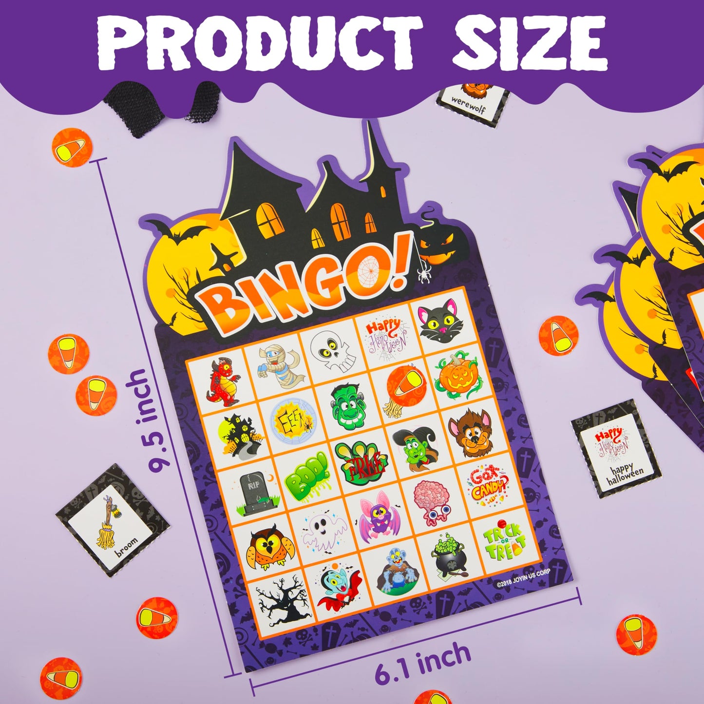 JOYIN 32 Players Halloween Bingo Game, Kids Bingo Cards Set for Large Group School Classroom Family Activities, Halloween Party Games, Halloween Party Supplies Card Game