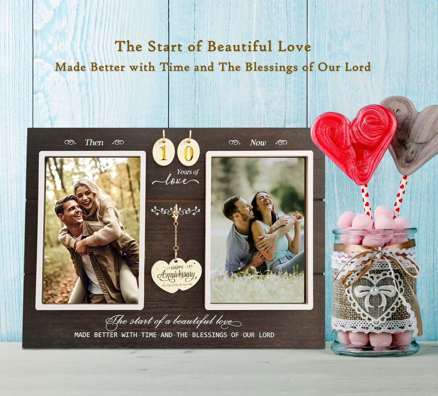 A'arkaJ Anniversary Wedding Gifts for Couple Parents Wife Husband, Then & Now Anniversary Picture Frames(3 Options)