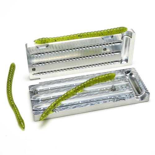 Soft Plastiс Mold Lure Making Injection Molds Fishing Lures Three Cavity Gulp Shaky Worm 5'' (Aluminium)
