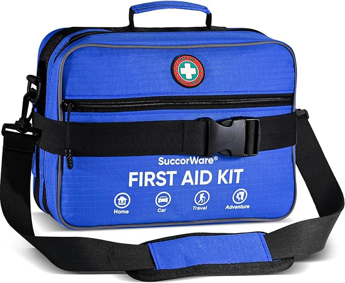 Professional 435 Pieces Large First Aid Kit - Includes Compressed Gauze - Compartments Emergency Medical Kit for Home, Cam...