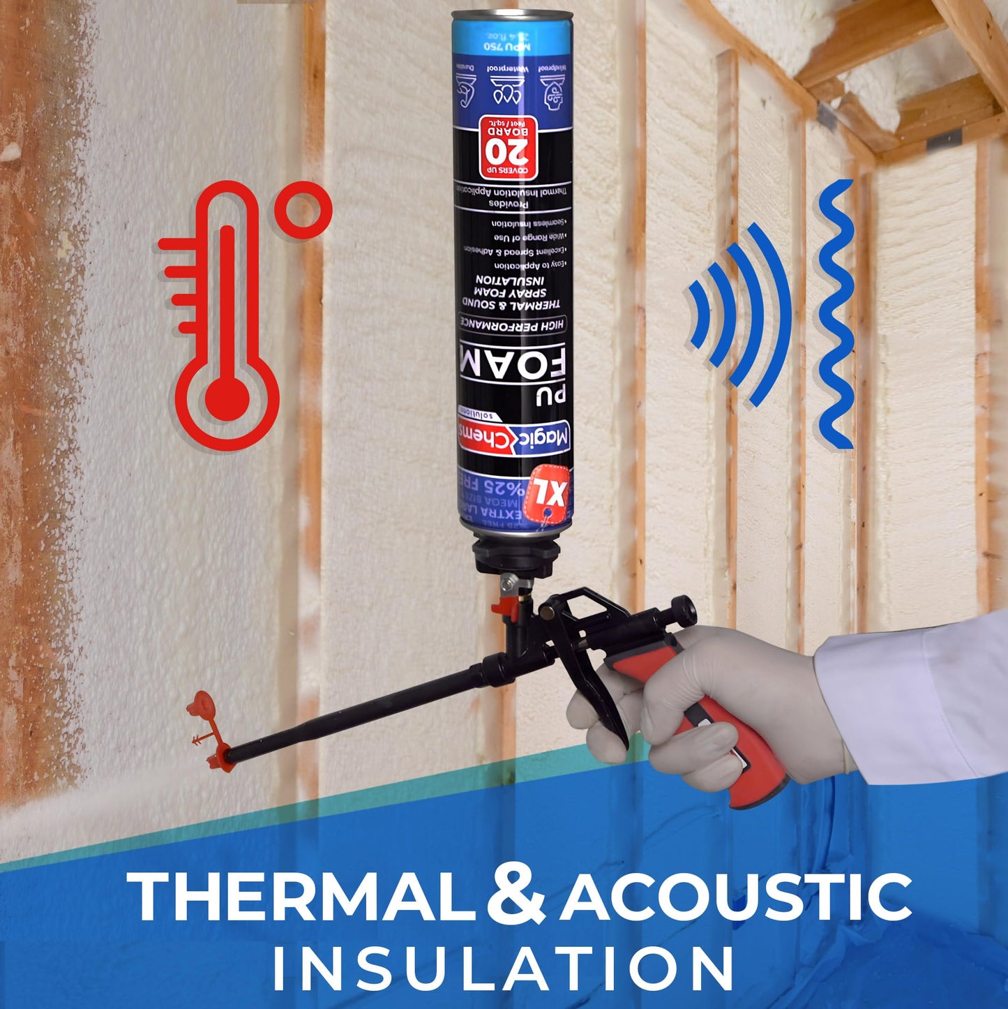 Spray Foam Insulation Can (1 Pack-25.4 oz) Expanding Foam Sealant for Thermal & Acoustic Insulation, Closed Cell, High Density Spray Foams, Covers up to 20 Board feet/sq. ft.
