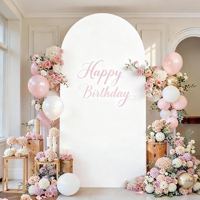 White Arch Backdrop Stand Outdoor Indoor 6.6FT DIY Wedding Backdrop Arch Frame, Open Cardboard Balloon Arches Foam Board P...