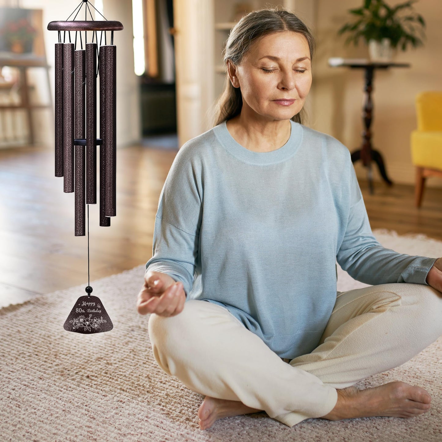 Yesruby 80th Birthday Gifts for Women/Men, 80th Birthday Decorations 32” Wind Chimes Outside, 80 Year Old/1945 Bday Gifts for Men/Women