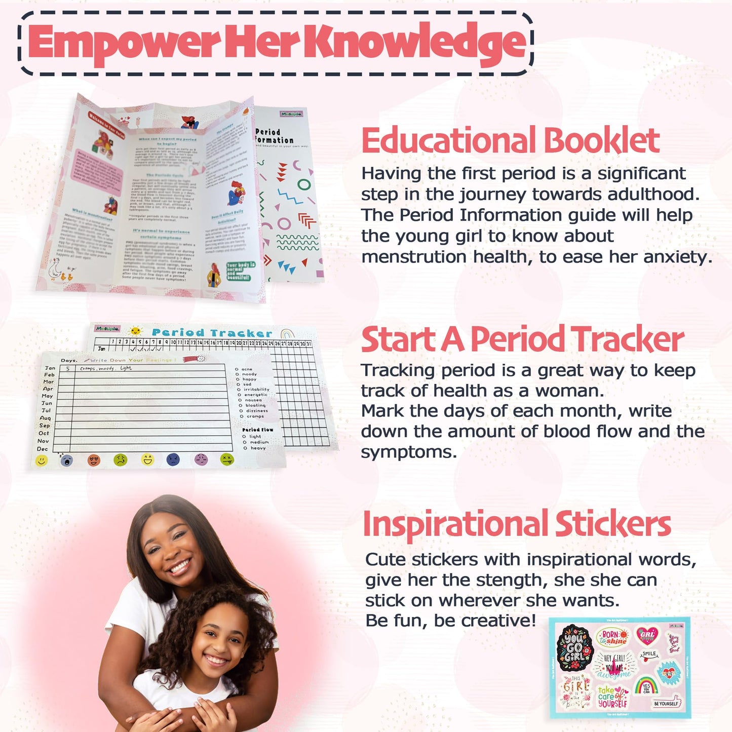multipieyo Essential First Period Kit for Girls 10-12 | Period Bags for Teen Girls for School | First Period Gift with Sanitary Pad Storage Bag, Wipes, Period Tracker and More(Mint)