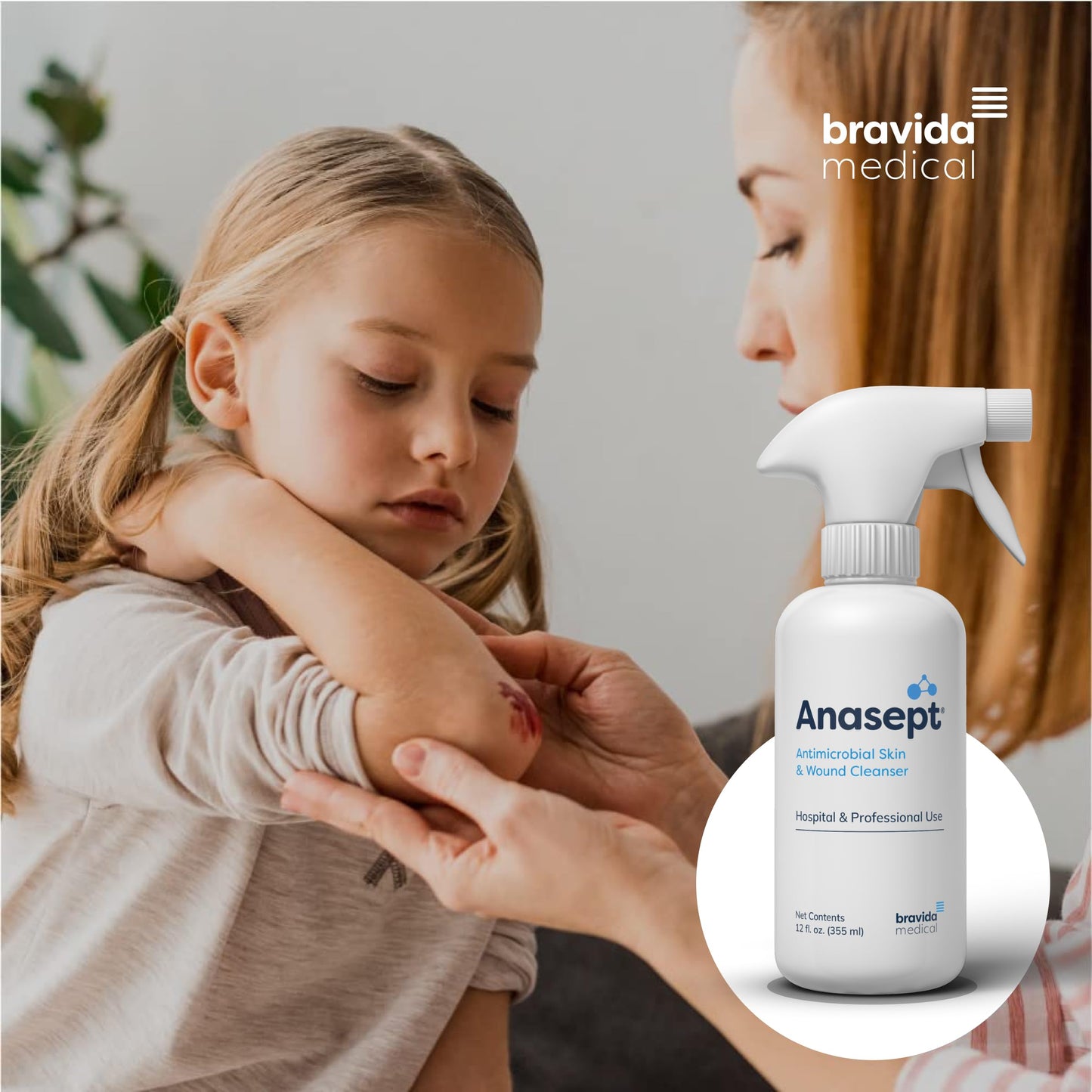 Anasept-Skin and Wound Cleanser, 12 oz. Bottle with Finger Sprayer, Wound Spray, Sterile Rinse, Healing Spray for Hospital and Professional Use