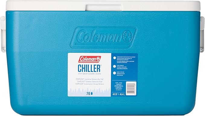 Coleman Chiller 48qt Insulated Portable Cooler with Ice Retention & Heavy-Duty Handles, Made in USA, Great for Camping, Ta...