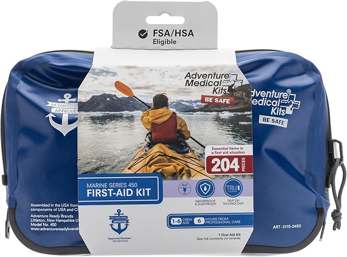 Adventure Medical Kits Marine Series Medical Kit - 450 - Boat First Aid Kit For 6 People 6 Hours From Care - Includes Emer...