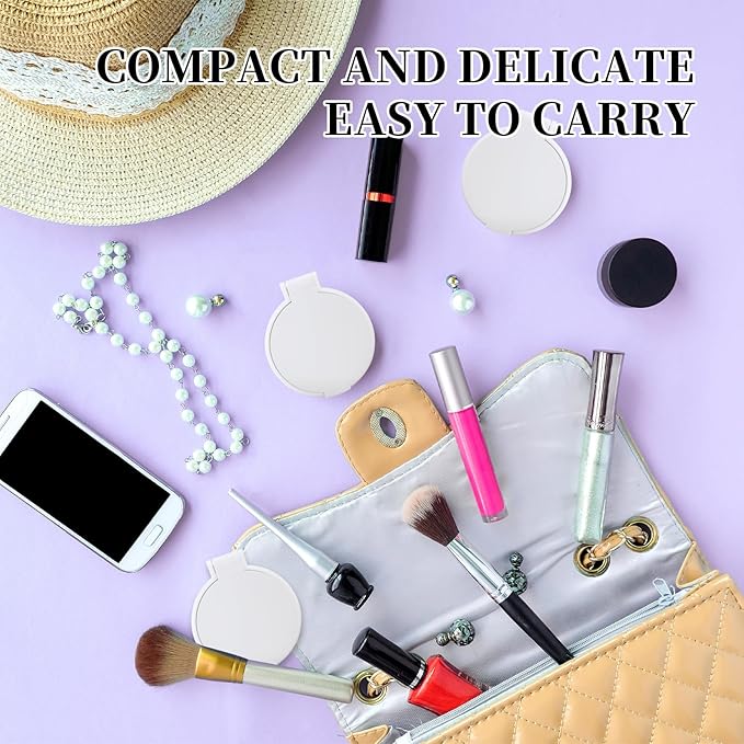 82 Pcs Compact Mirror Bulk, Women Portable Mini Folding Round Makeup Mirror for Purse, Travel, and Daily Use (White)