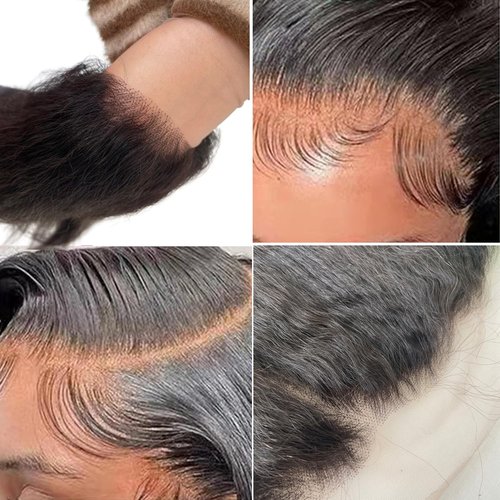 Voloria 13x6 Kinky Straight Closures Ear To Ear Free Part Brazilian Remy Virgin Human Hair with Baby Hair Invisible Knots Natural Color 14INCH