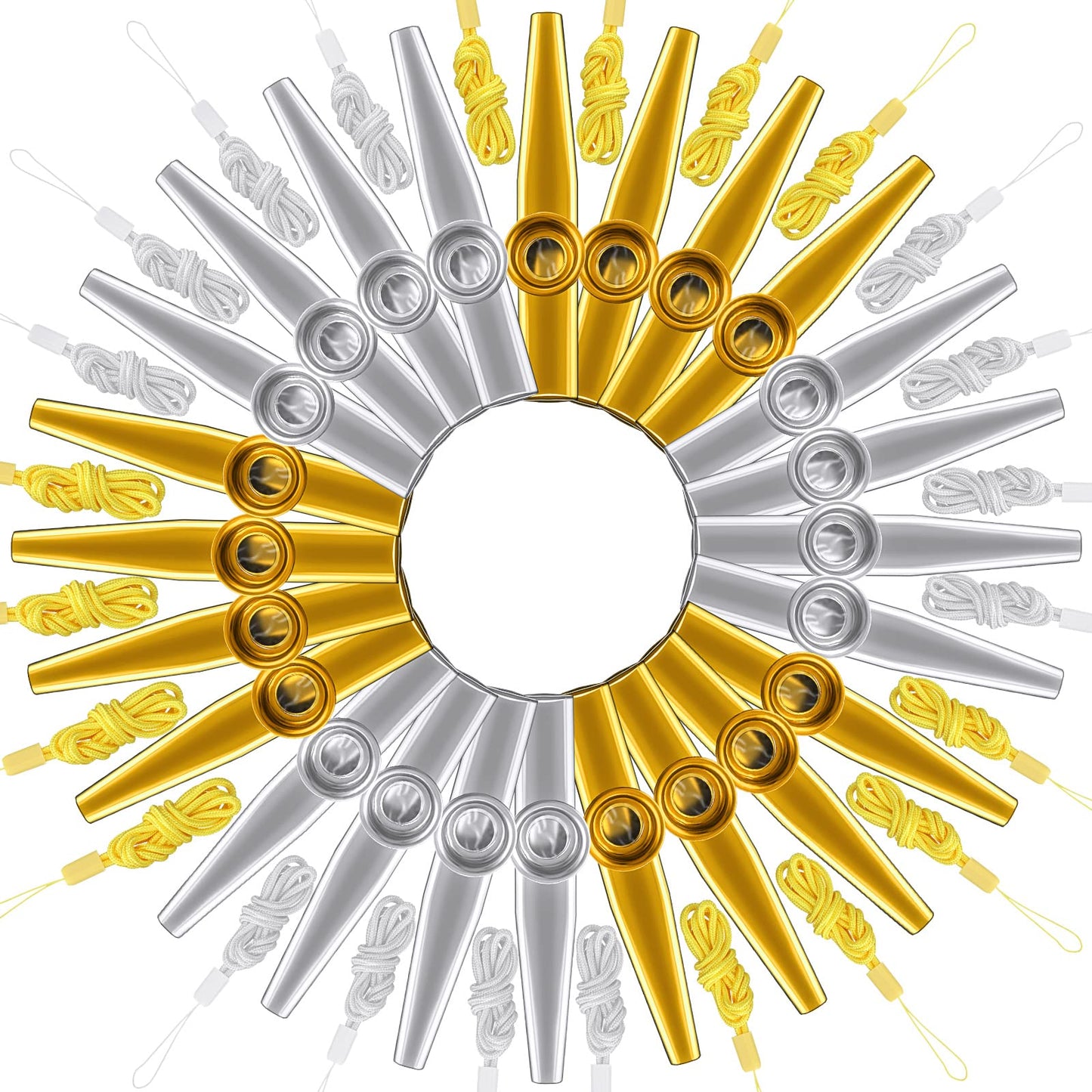 Newwiee 48 Pcs Metal Kazoos With Lanyards Musical Instruments Kazoo Pack Kazoo Flute Bulk Good Companion For Guitar Violin Piano