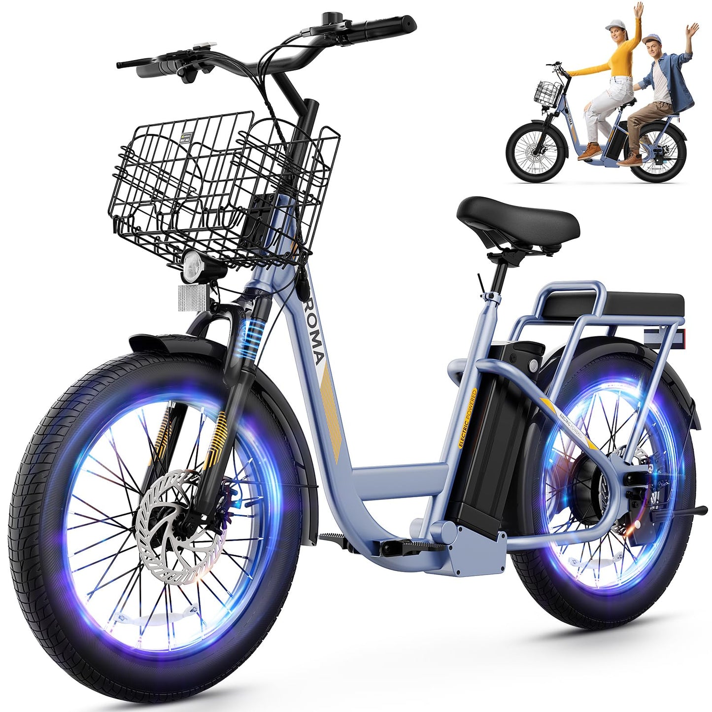 Caroma Peak 500W Electric Scooter with Seat, 20" X 3" Off-Road Tires, 36V Battery, 15Miles Range, 20MPH Top Speed, Adjustable Electric Scooter for Adults with Basket(Gray)