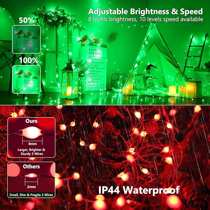 BrizLabs Color Changing Fairy Lights - 33ft 100 LED Valentine Fairy Lights with Remote, Rainbow Xmas Tree Light with Timer, Pink Valentine Light Music Sync Twinkle Light for Xmas Halloween Party Home