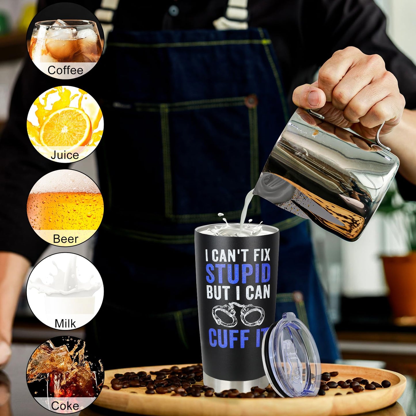 DECZHIYU Police Officer Gifts for Men - Academy Graduation Gifts for Police Officers Retirement Fathers Day Christmas Birthday Gift for Dad Husband Boyfriend - 20oz Stainless Steel Tumbler