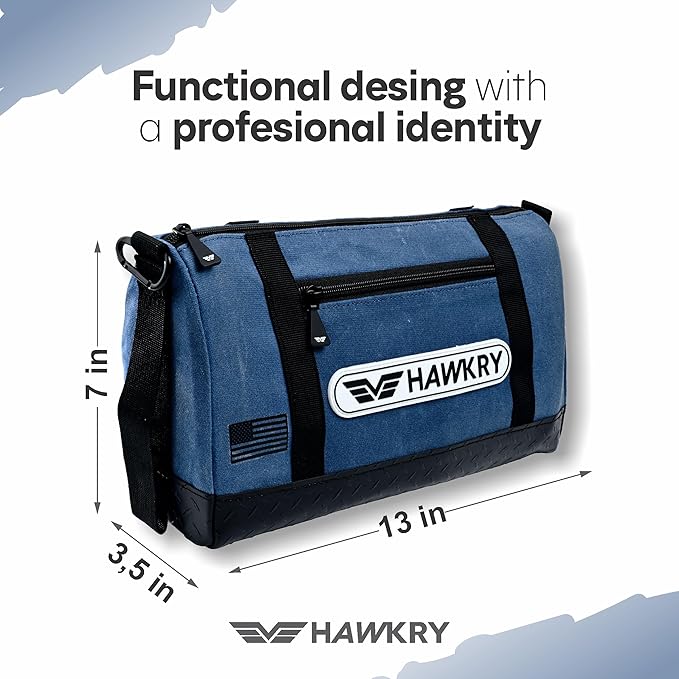 HAWKRY Heavy Duty Canvas Tool Bag Set of 2 – Waterproof Canvas Zipper Pouch, Garden Tool Bag, Construction Bags Heavy Duty, Small Zipper Pouch, Motorcycle Tool, Multipurpose Fishing Bag