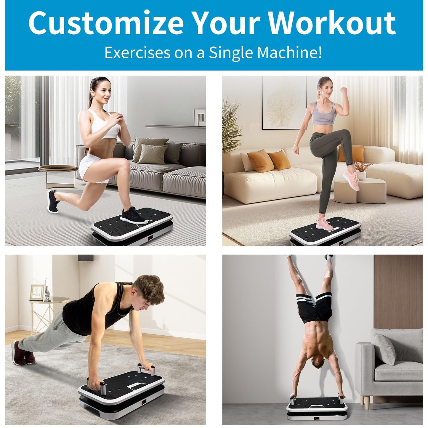 EDGSKGR Professional Linear Vertical Vibration Plate - 50-60Hz Whole Body Platform for Bone Strength & Lymphatic Drainage, 3mm Amplitude for Muscle Recovery & Skeletal Health, 330lbs Capacity