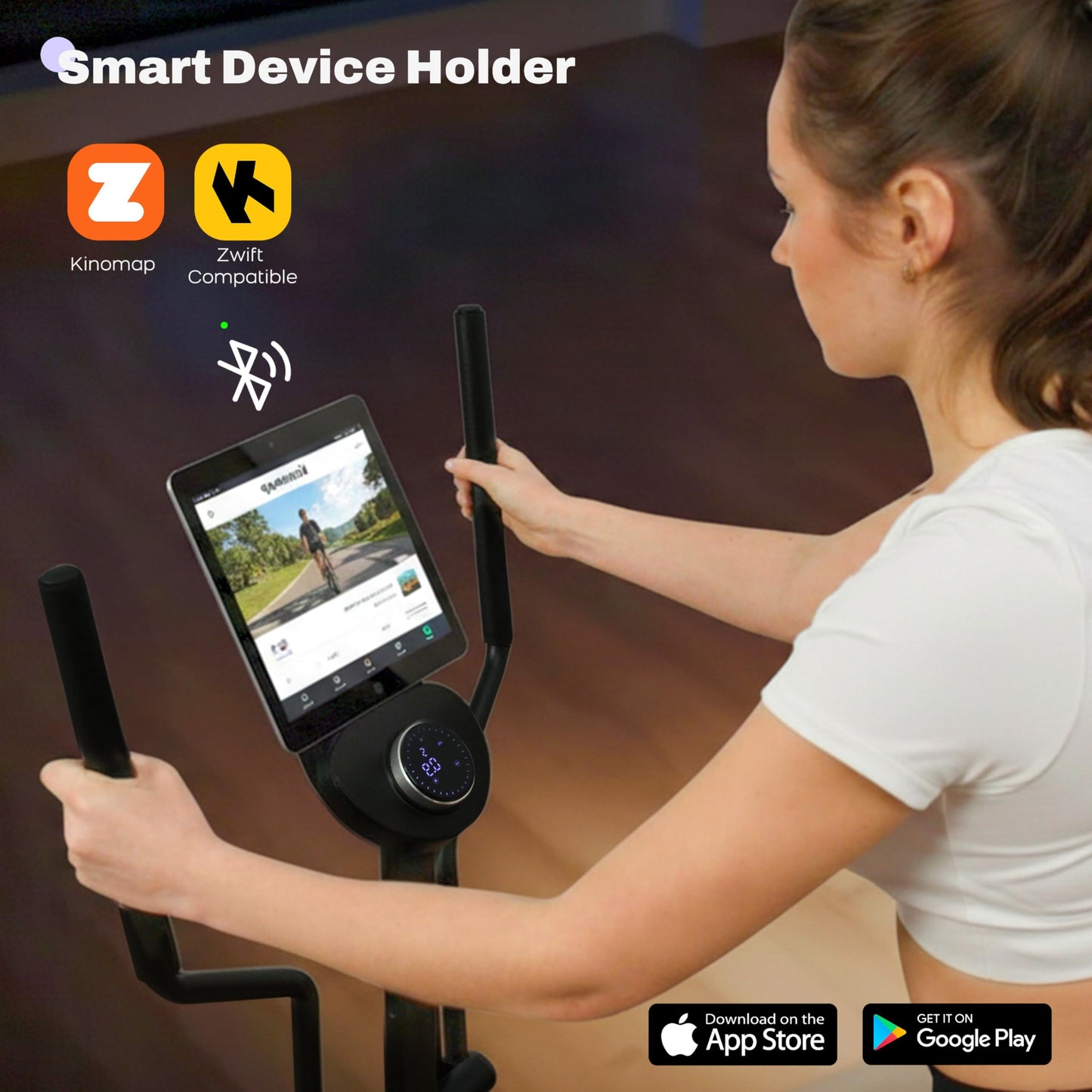 TOUSAINS ET3 Adjustable Stride Elliptical | 16-18" | 32 Resistance Levels | Quiet Bluetooth Cardio for Home Gym | 265 lbs