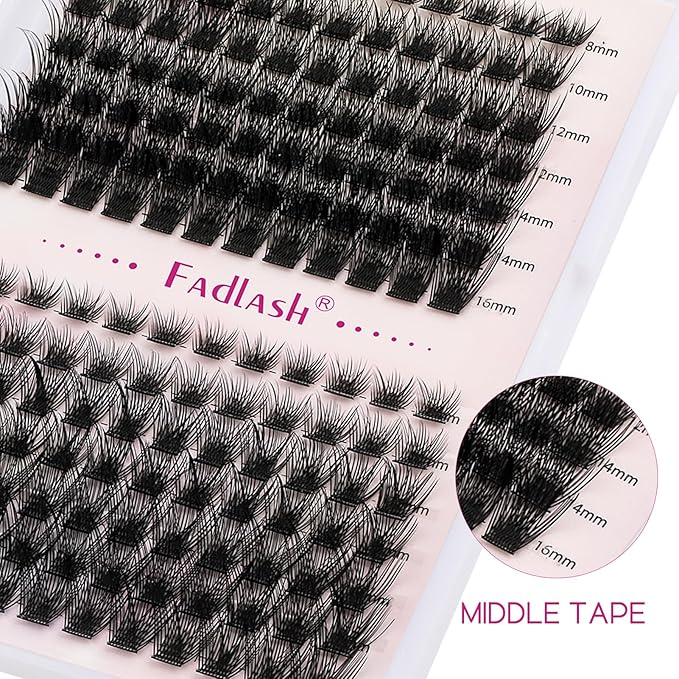 Lash Clusters DIY Eyelash Extensions 175 Clusters Lashes D Curl 0.07 Natural Individual Lash Extensions Mixed Tray False Eyelashes Soft & Strong Thin Band DIY at Home (F24+F25-0.07D, 8-16mm)