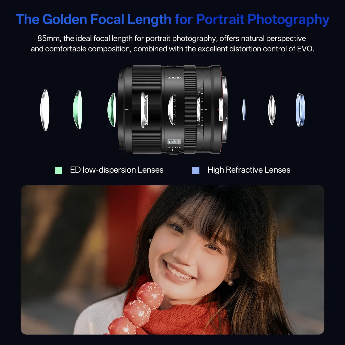 VILTROX AF 85mm F2.0 EVO Full Frame Z Lens for Nikon Z-Mount, 85mm f/2.0 Auto Focus Standard Portrait Prime Lens with STM Motro Compatible with with Nikon Z5 Z30 Z50 Zfc Z6II Z6III Z8 Z9
