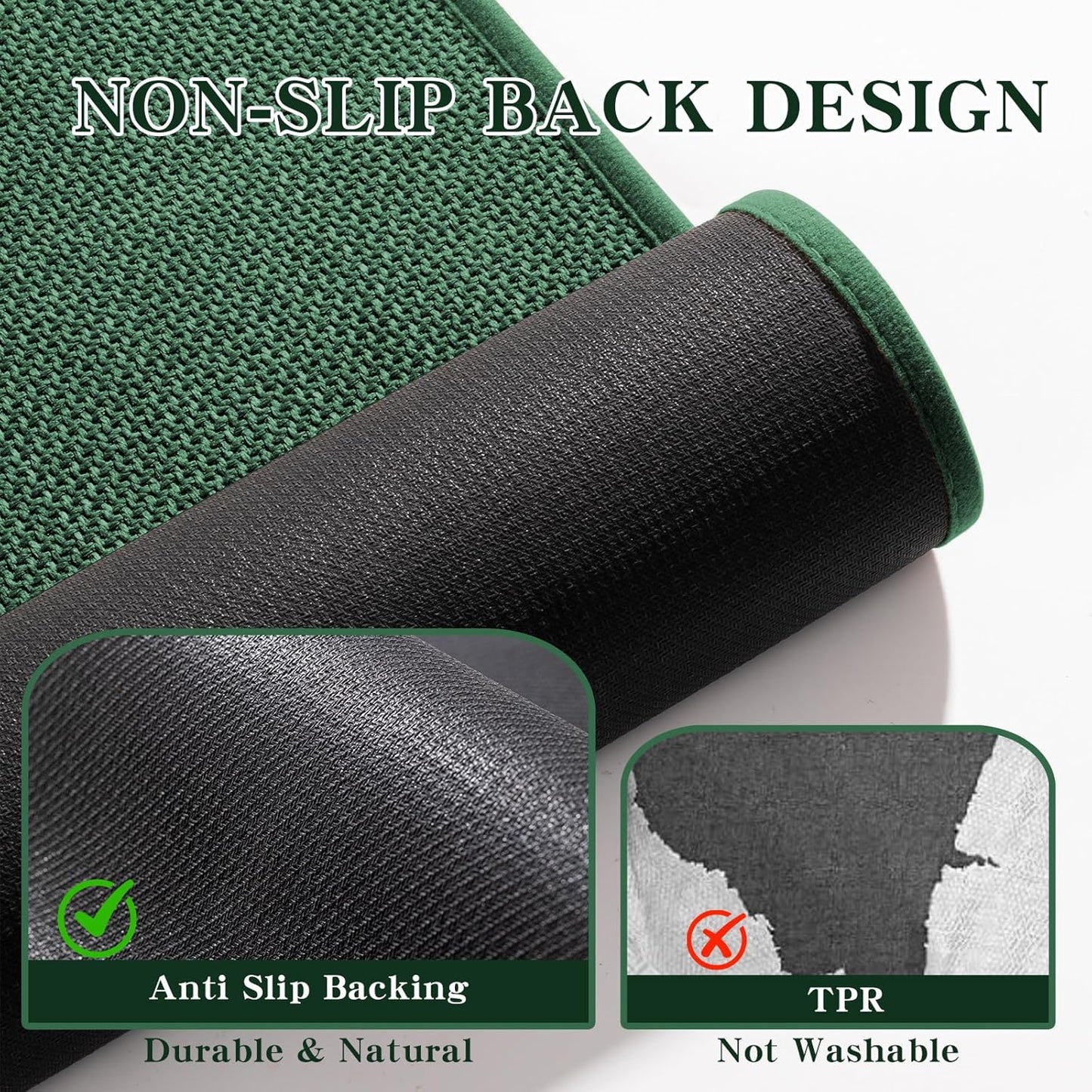 chakme Bathroom Rugs Mat 24x17, Ultra Thin Non Slip Bath Mat Small Quick Dry Absorbent Bath Mat for Bathroom Floor, (Green, 24"x17")