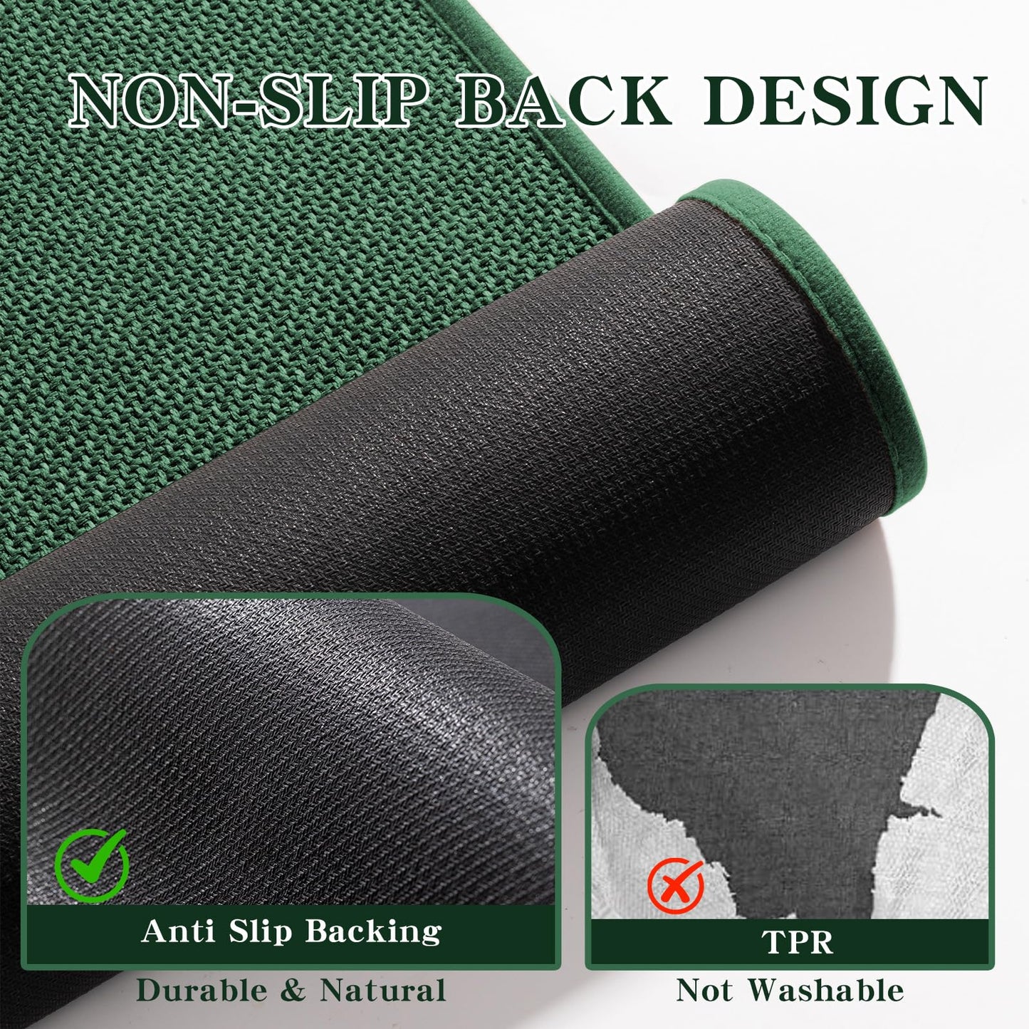 chakme Bathroom Rugs Mat 24x17, Ultra Thin Non Slip Bath Mat Small Quick Dry Absorbent Bath Mat for Bathroom Floor, (Green, 24"x17")