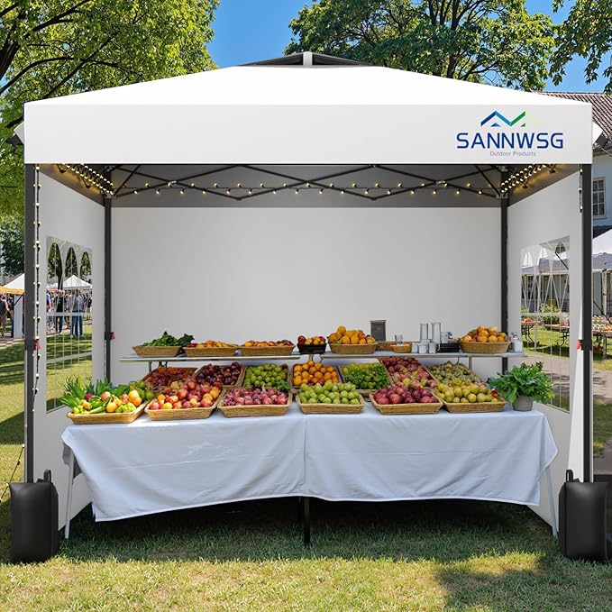 10X10 Pop Up Canopy Tent with 3 Sidewalls,Easy Up Canopy,Commercial Instant Shelter,Heavy Duty One Person Set Up Event Ten...