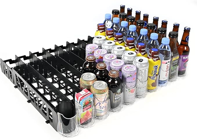 Display Technologies Visi-FAST Spring Push Drink Dispenser, Refrigerator Organizers and Storage for 12/16 oz Beverages, Bo...